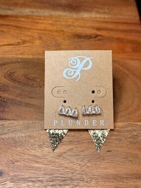 Plunder Gold Teardrop Crystal Cluster Earrings